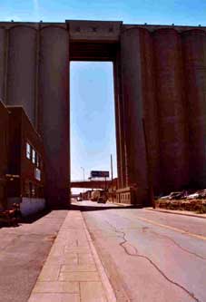 I discovered that one of the grain silos downtown has a road through it....