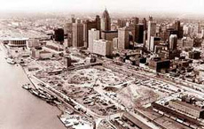 The site at the start of construction in 1974