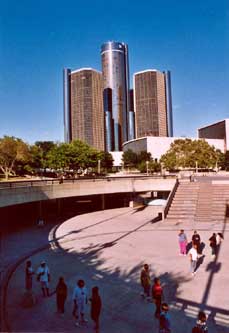 Morning exercise at Hart Plaza