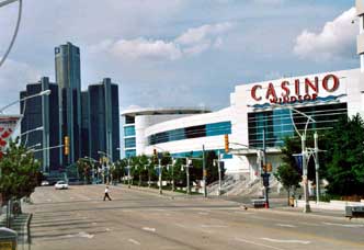The Renaissance Center view from the Canadian city of Windsor