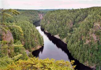 This is the Barron Canyon from the hiking trail at the top. We planned to canoe through it later in the week.